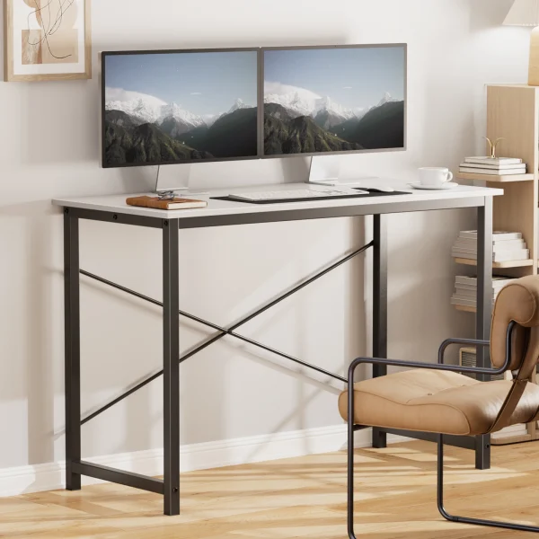Metal Frame Computer Office Desk with Wood Tabletop
