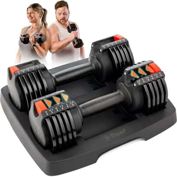 Adjustable Dumbbells Set - 5in1- 15lb